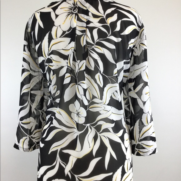 Jones Wear Floral Black/White Blouse Size 10 - Picture 4 of 7